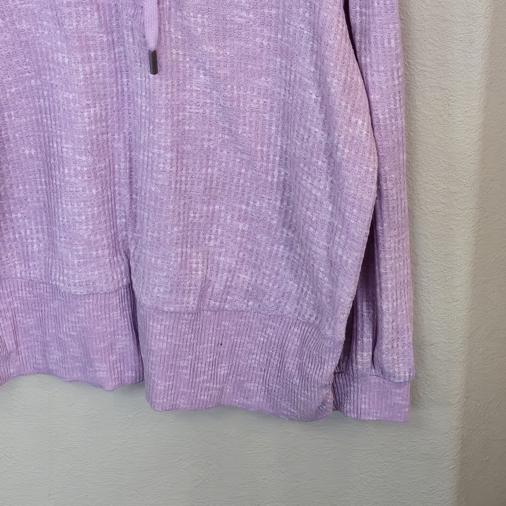 Democracy Lavender Purple Waffle Knit Pullover Sweater Top Drawstring  Womens XL - Picture 16 of 16